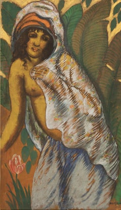 Woman with a White Veil, Mixed Media on Canvas, circa 1915