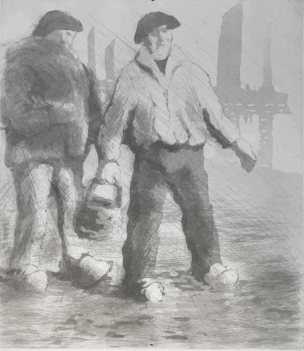 UNGESTRAHLT VERKAUFT 

Les pêcheurs de Concarneau von Georges Manzana Pissarro (1871 - 1961) 
Ätzen
22,5 x 17,7 cm (8 ⁷/₈ x 7 Zoll)
Bezeichnet und datiert unten links und signiert unten rechts, manzana - Pissarro
1904 hingerichtet

Wie alle
