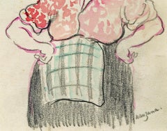 Georges Manzana Pissarro The Old Fish Wife Framed Pen and Wash
