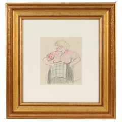 Georges Manzana Pissarro The Old Fish Wife Framed Pen and Wash
