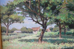 Peinture à l'huile de paysage français post-impressionniste vintage