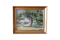 Vintage Post-Impressionist Französisch Landschaft Ölgemälde