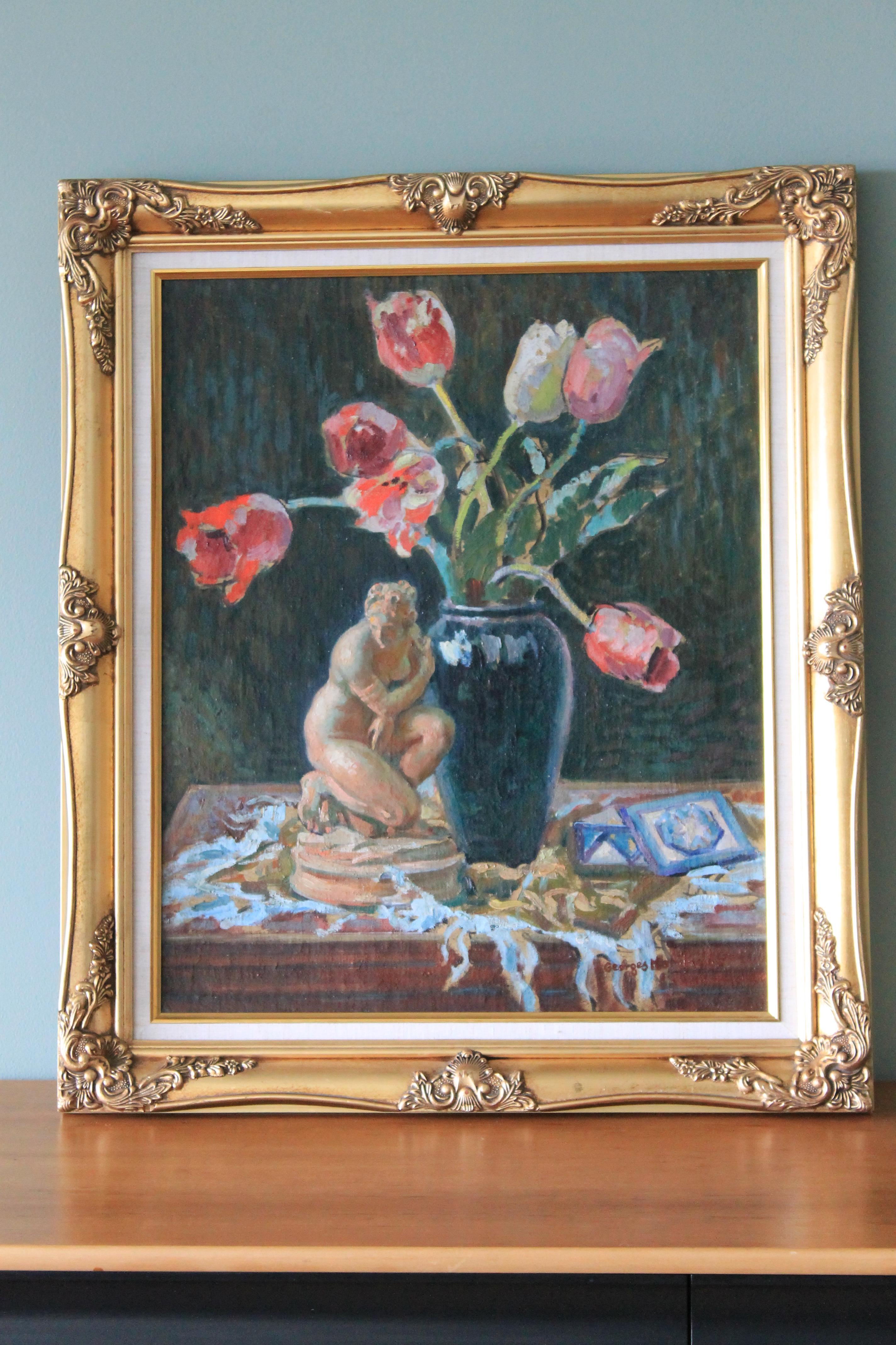 Large floral still life by French artist Georges Marchou (1898 - 1984) 1
