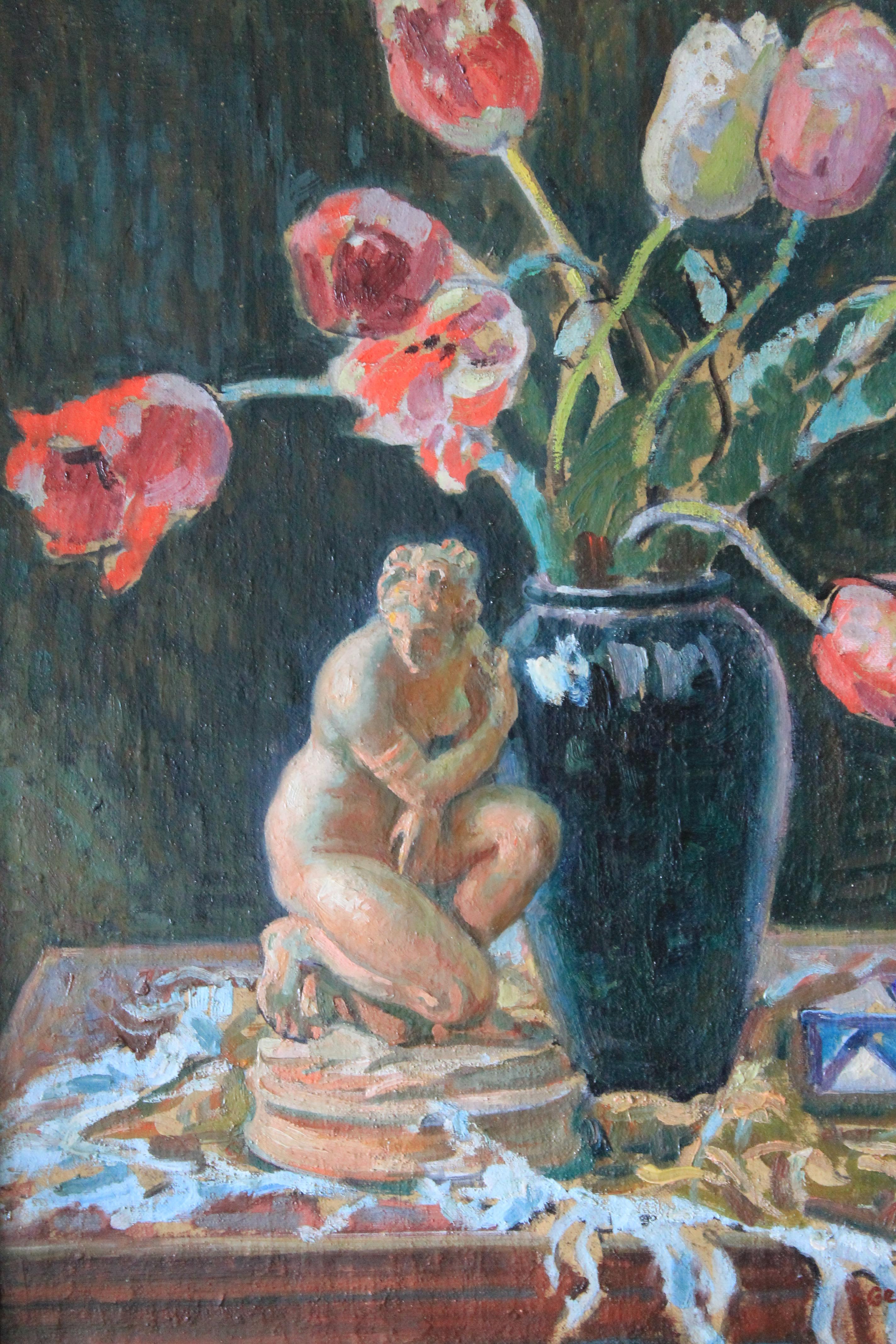 Gran bodegón floral del artista francés Georges Marchou (1898 - 1984) 2