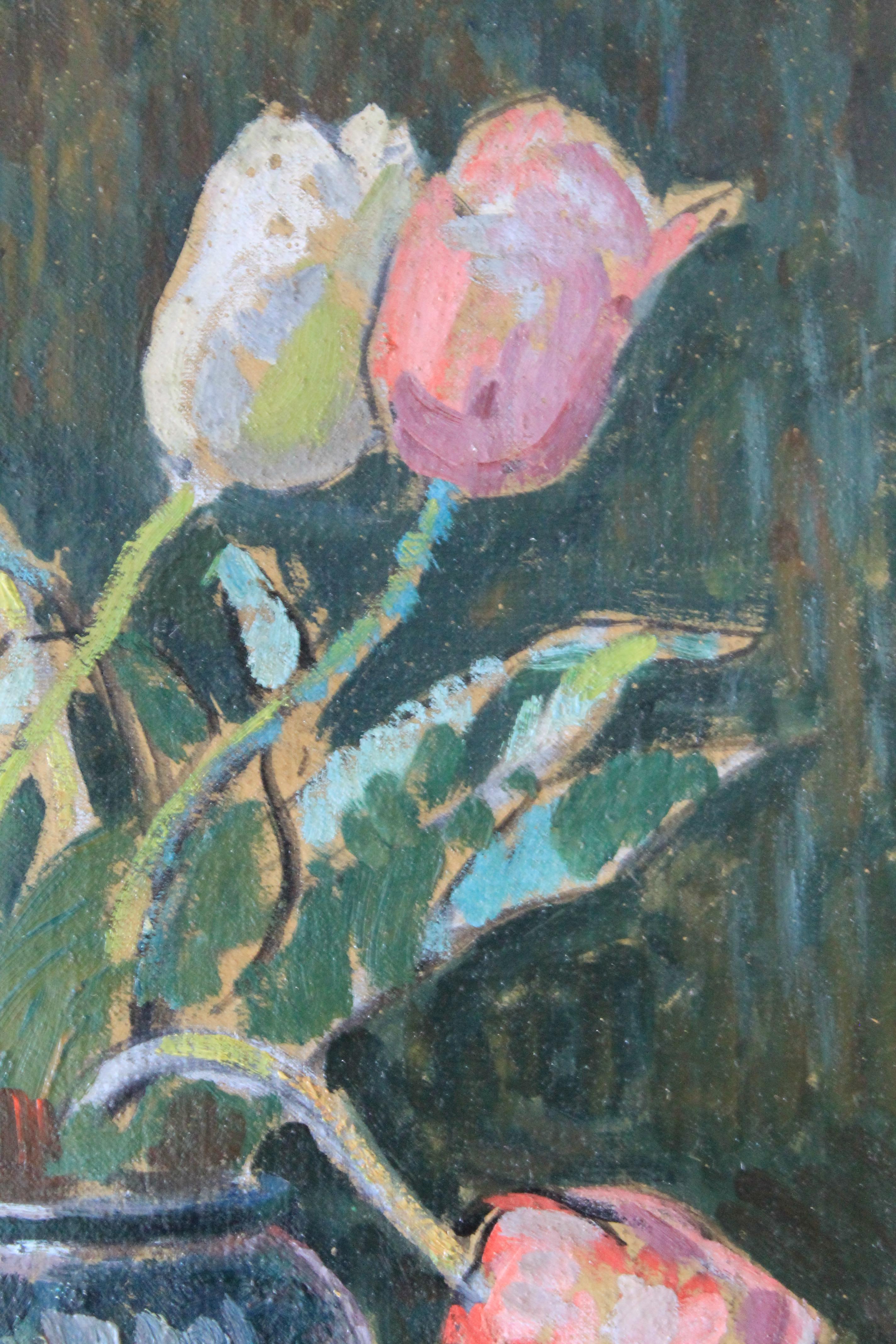 Gran bodegón floral del artista francés Georges Marchou (1898 - 1984) 7