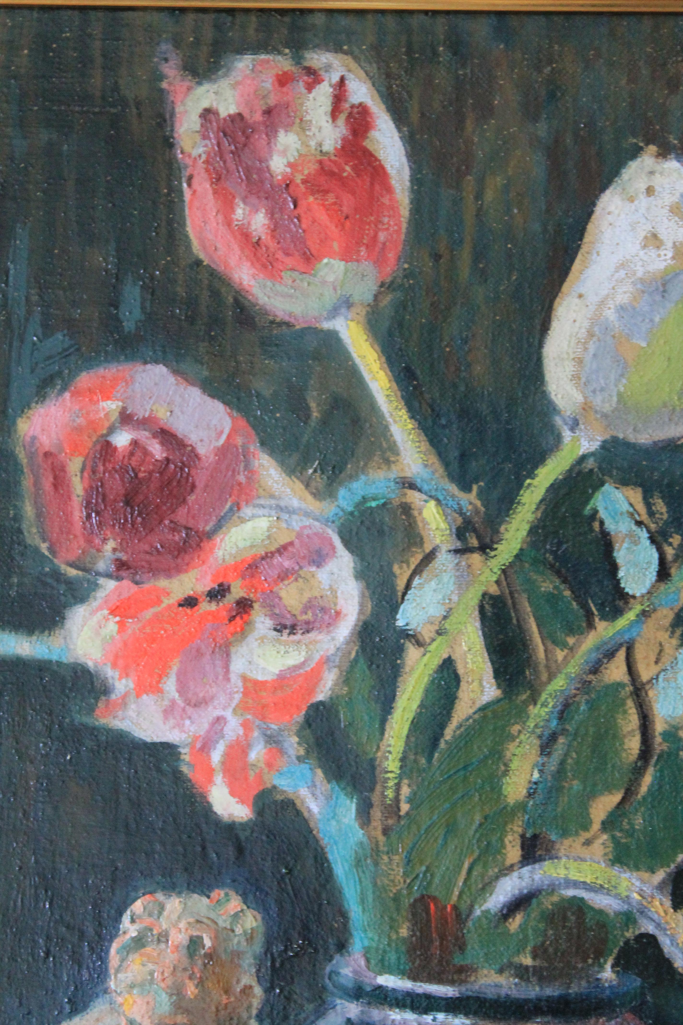 Gran bodegón floral del artista francés Georges Marchou (1898 - 1984) 8
