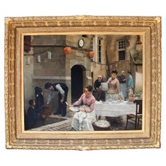 Georges-Marie-Julien Girardo (französisch 1856 bis1914), Ölgemälde auf Leinwand, „Eine Hochzeitsgesellschaft“