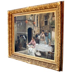 Georges-Marie-Julien Girardo (francese 1856-1914) Olio su tela "Una festa di matrimonio"