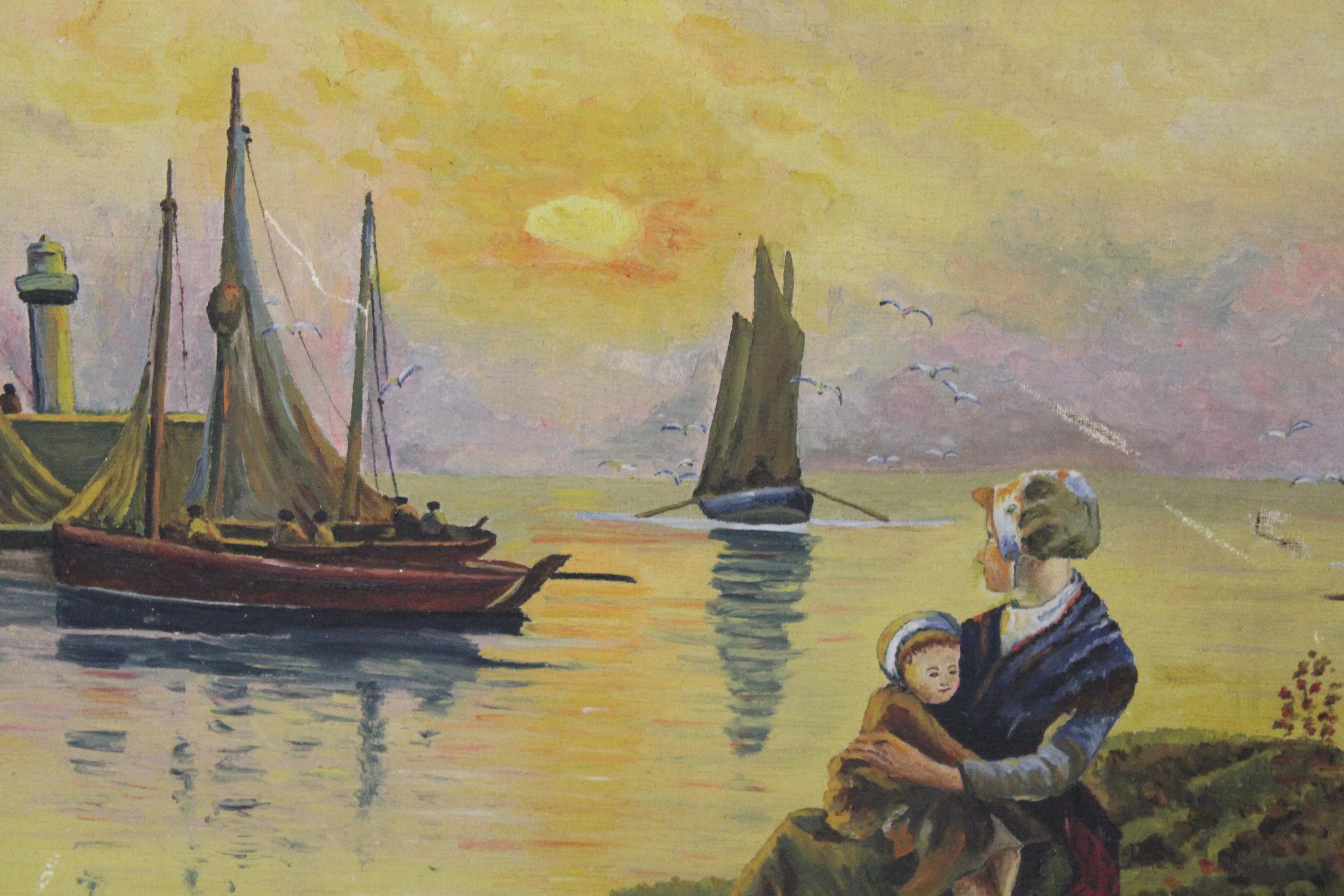 Bellissima scena d'acqua del pittore francese Georges Maroniez (1865 - 1933). Questa riproduzione conserva le sue pennellate e la sua padronanza del colore. In una cornice di legno dipinto, con il nome di Ofelia L. Passalacqua 1942, a cui è stato