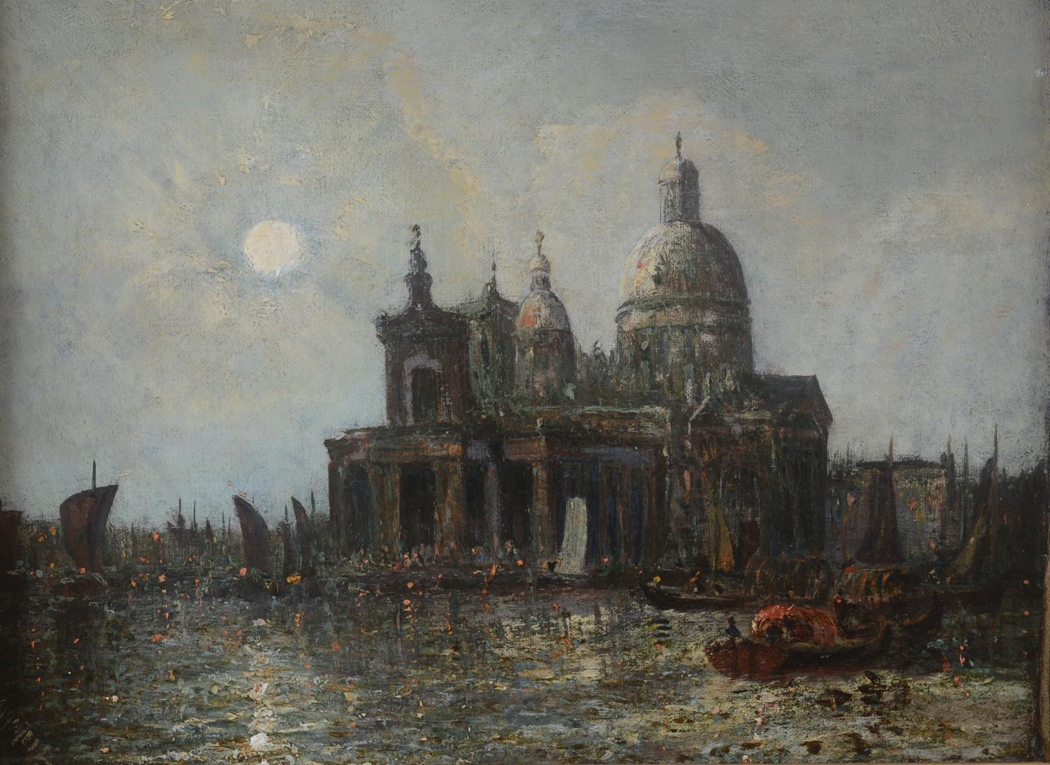 Georges Maroniez Landscape Painting - "Grand Canal, Venice by Moonlight"