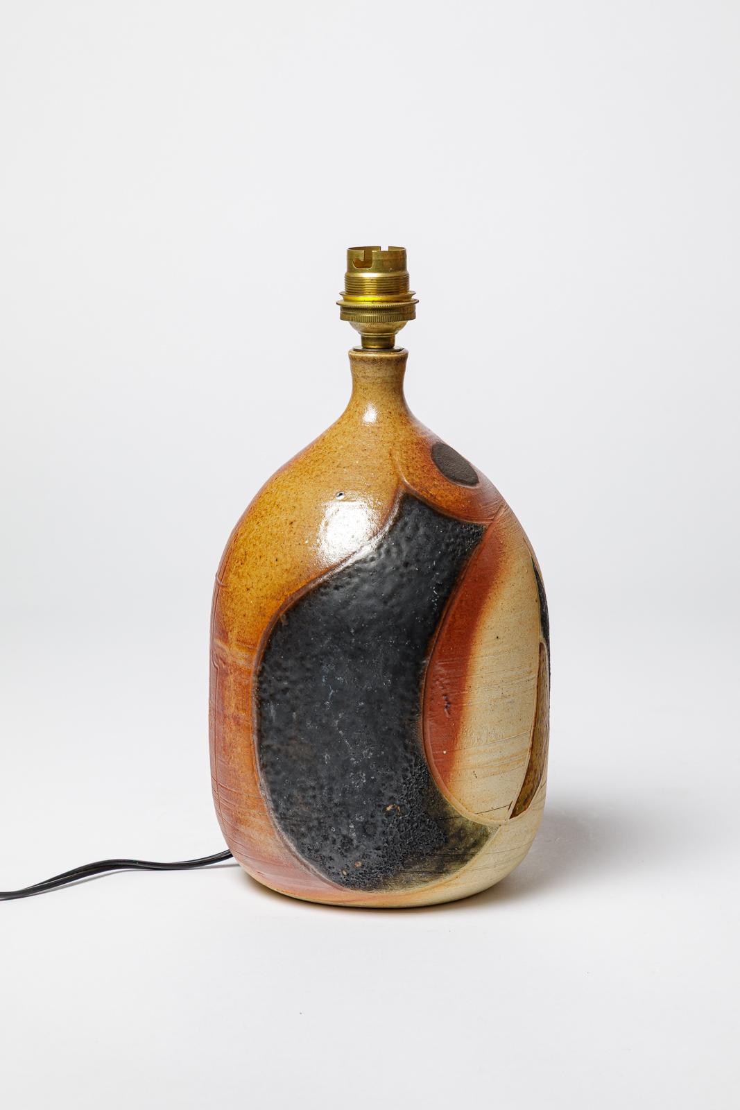 20ième siècle Lampe à poser en céramique abstraite noire et marron Georges Martin 20TH CENTURY DESIGN en vente
