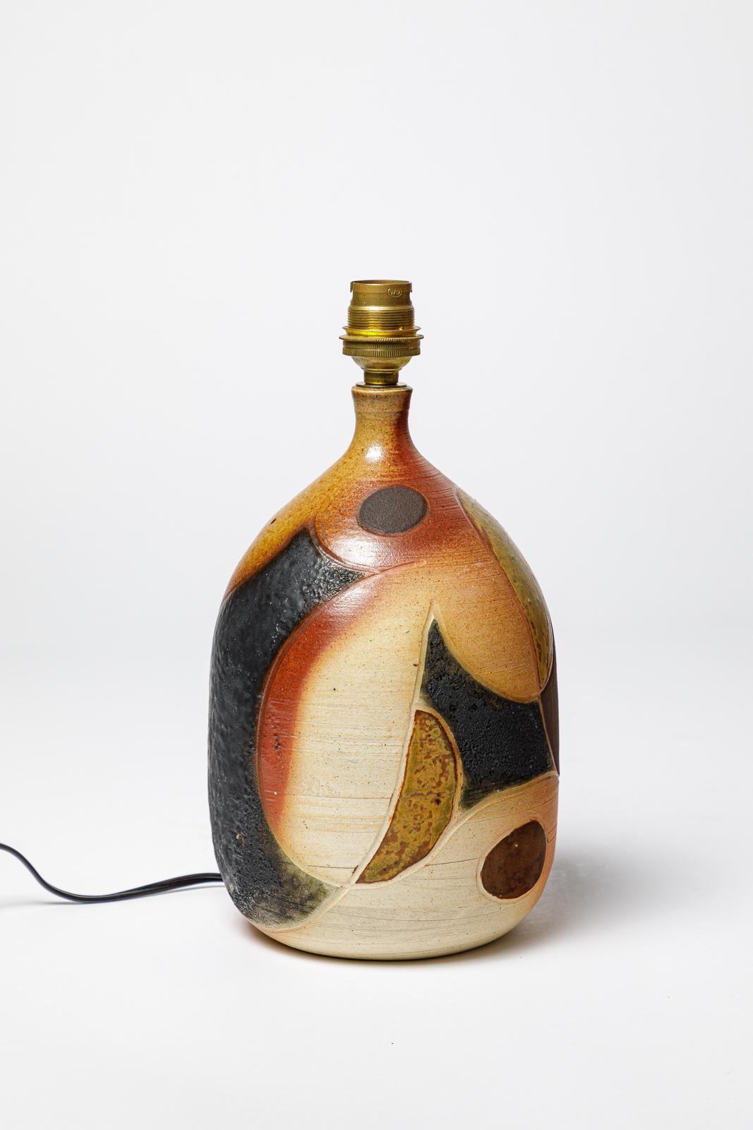 Céramique Lampe à poser en céramique abstraite noire et marron Georges Martin 20TH CENTURY DESIGN en vente