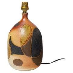 Georges Martin 20th century design black and brown abstract ceramic table lamp