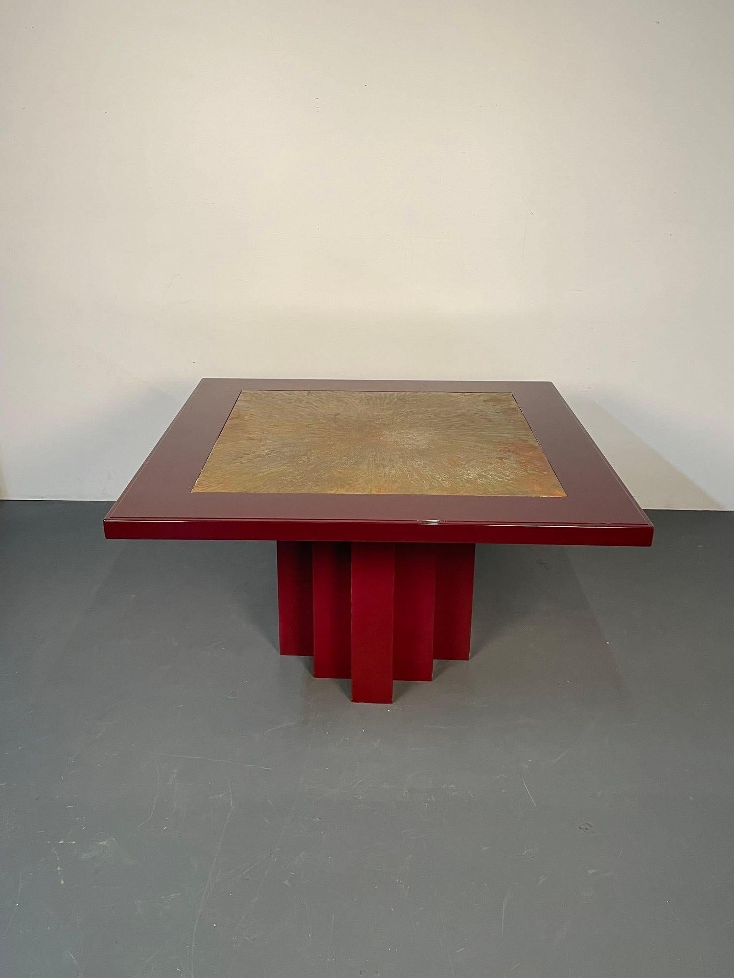 Laiton Georges Mathias Table de salle à manger, table de centre, laquée, signée, du milieu du siècle dernier, Belgique en vente
