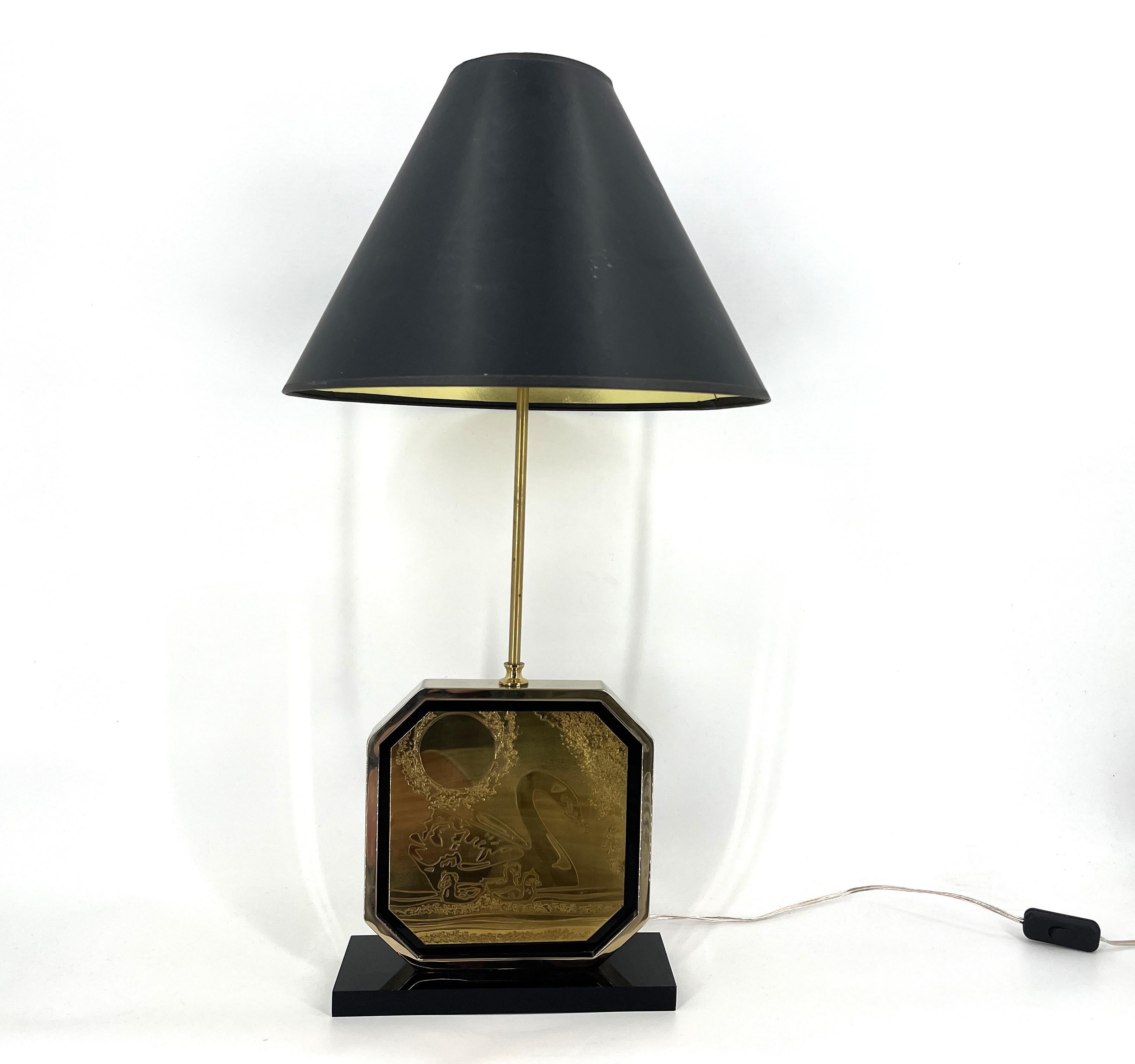 Lampe de table en laiton gravé George Mathias, 1970 en vente 3