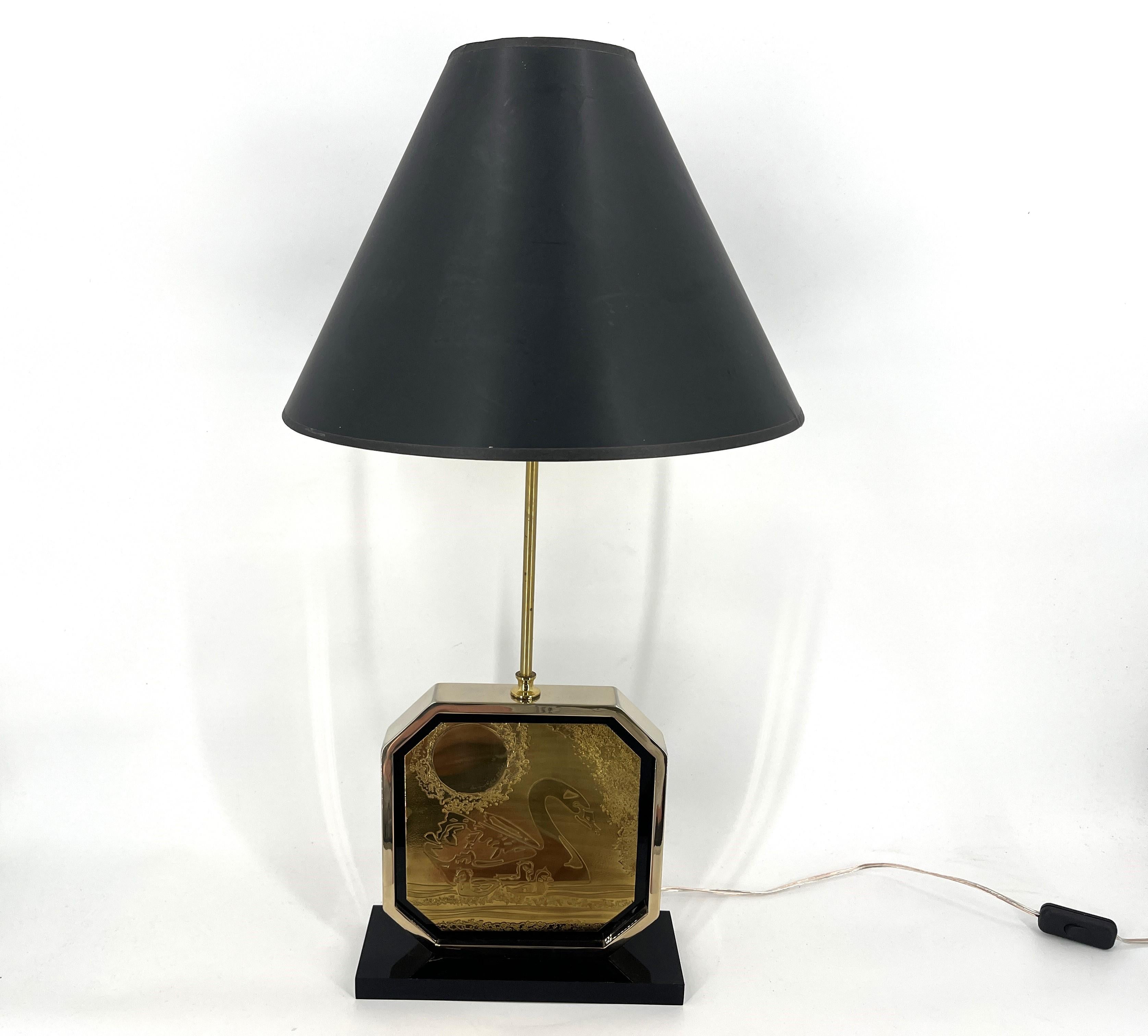 Lampe de table en laiton gravé George Mathias, 1970 en vente 4