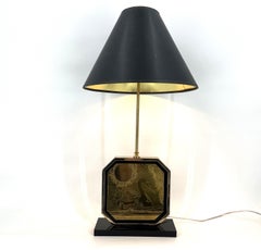 Georges Mathias brass etched table lamp, 1970s