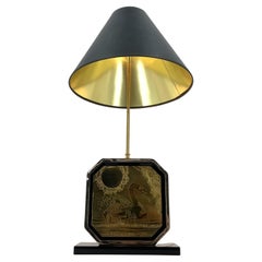 Georges Mathias brass etched table lamp, 1970s