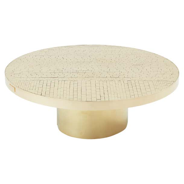 Georges Mathias brass mosaic coffee table 1970 For Sale at 1stDibs