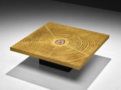 Table basse Georges Mathias en laiton et incrustation d'agate