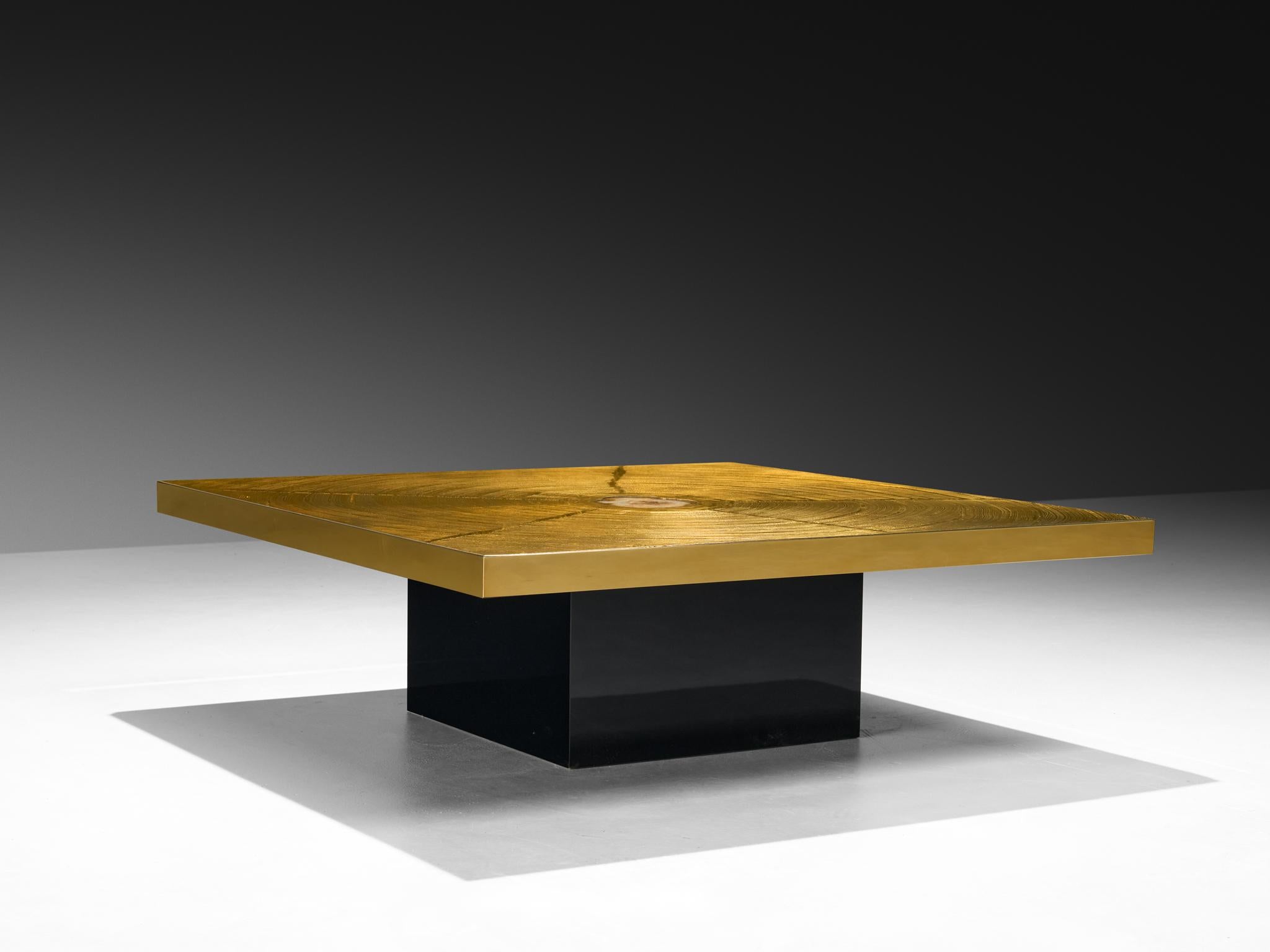 Georges Mathias Coffee Table in Brass and Agate Inlay For Sale 1