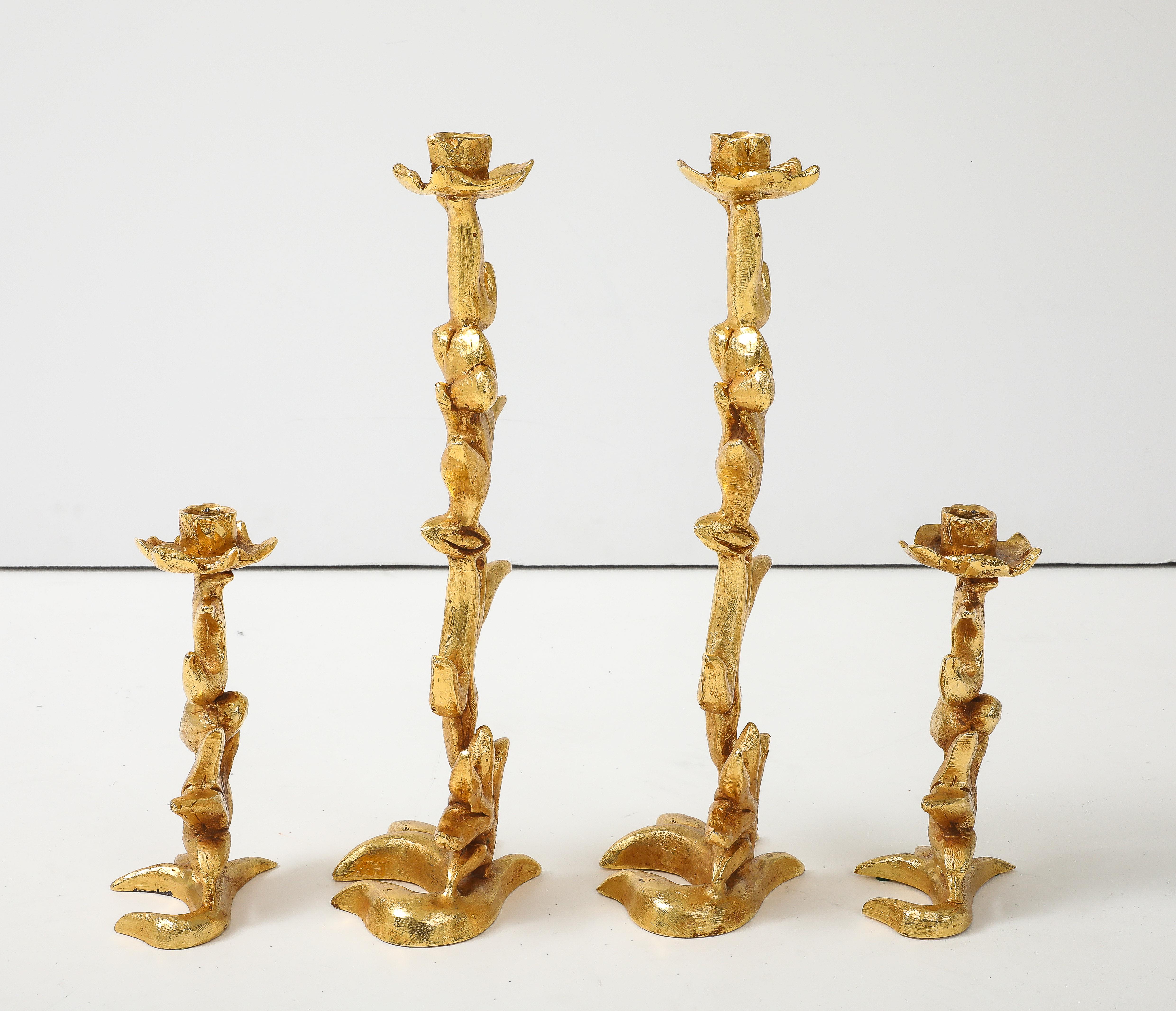 Georges Mathias For Fondica Portacandele in Bronzo Dorato Set Di 4 in vendita 4