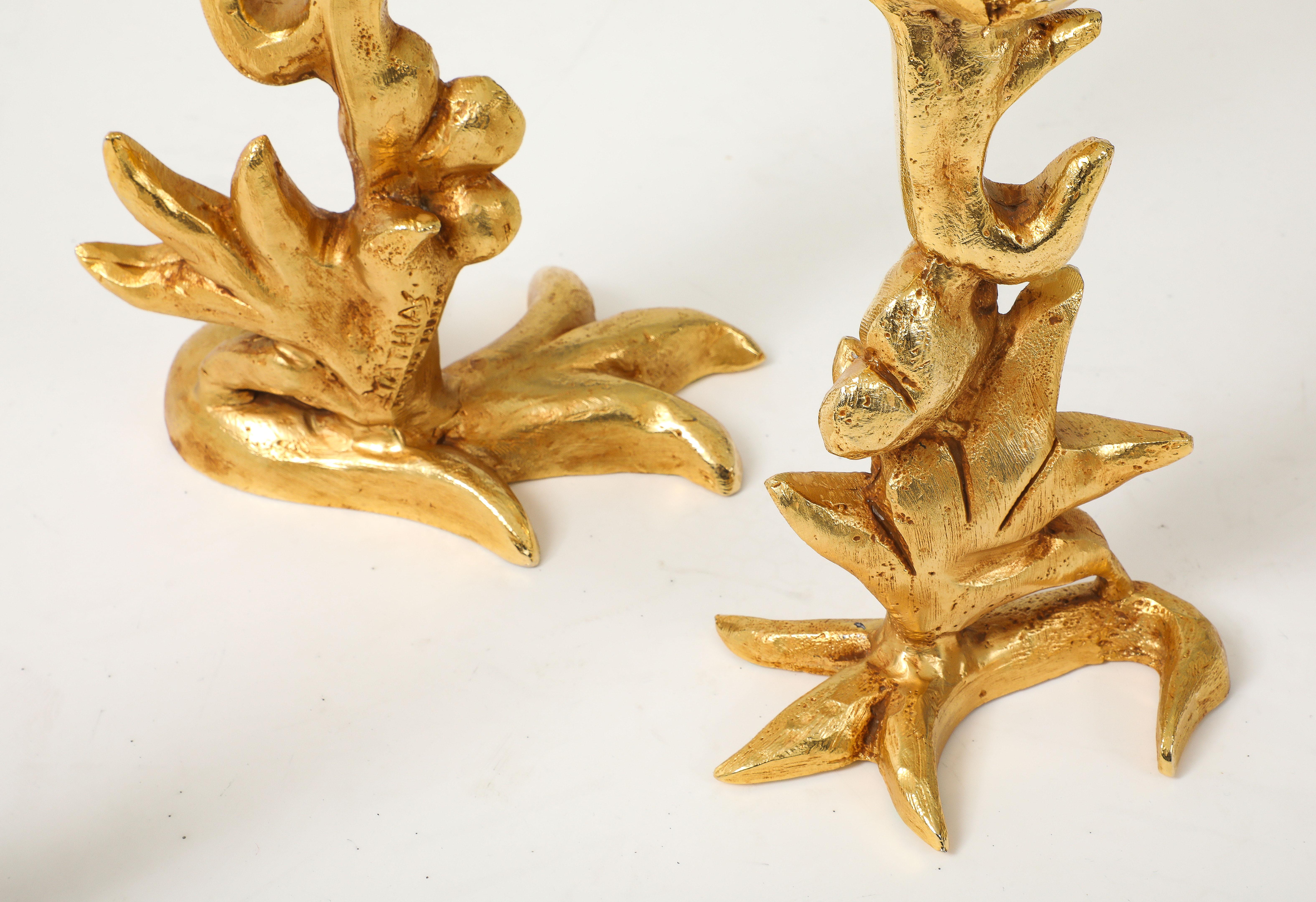 Georges Mathias For Fondica Portacandele in Bronzo Dorato Set Di 4 in vendita 6