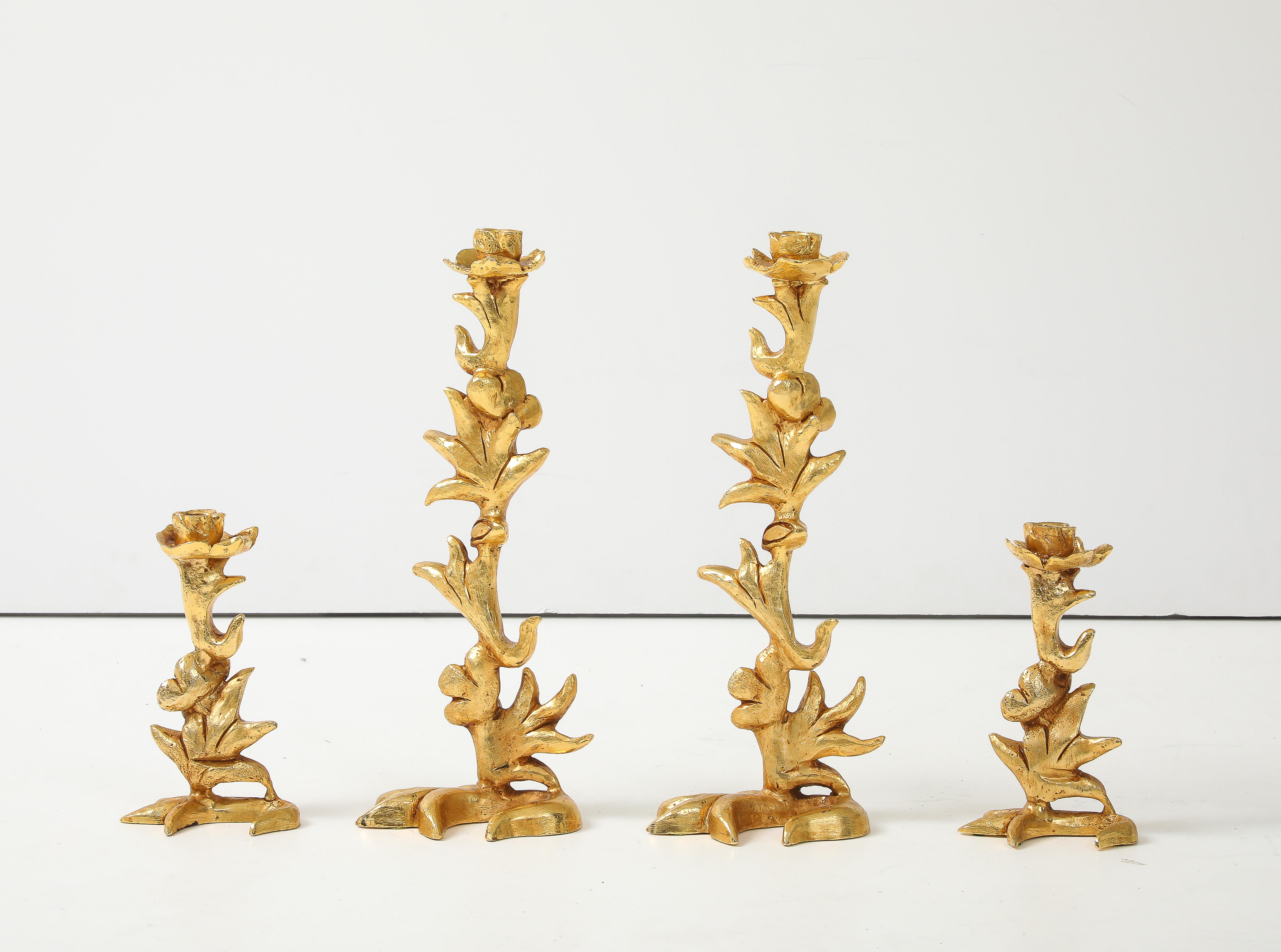 Georges Mathias For Fondica Portacandele in Bronzo Dorato Set Di 4 in vendita 8