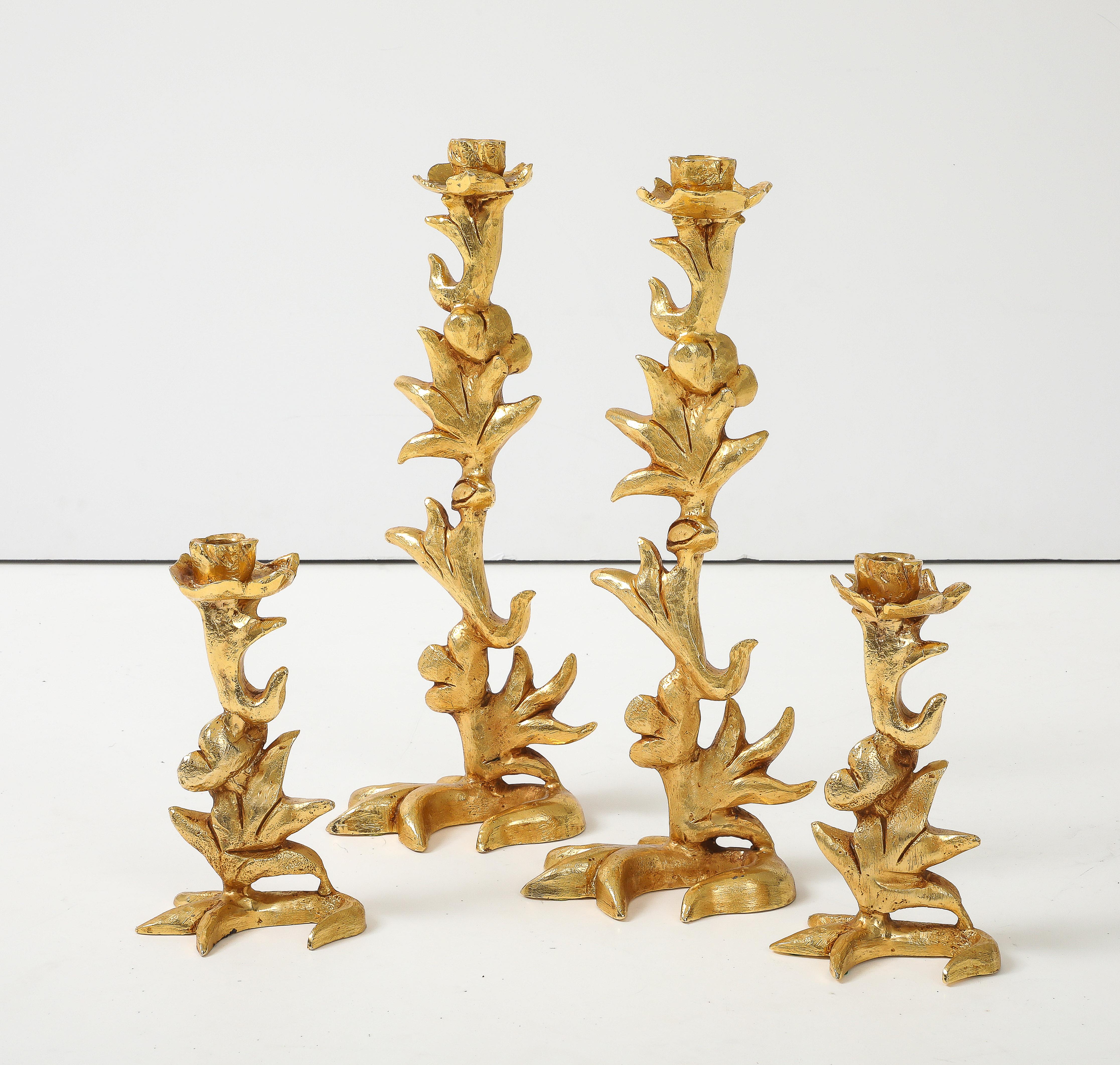 Georges Mathias For Fondica Portacandele in Bronzo Dorato Set Di 4 in vendita 9