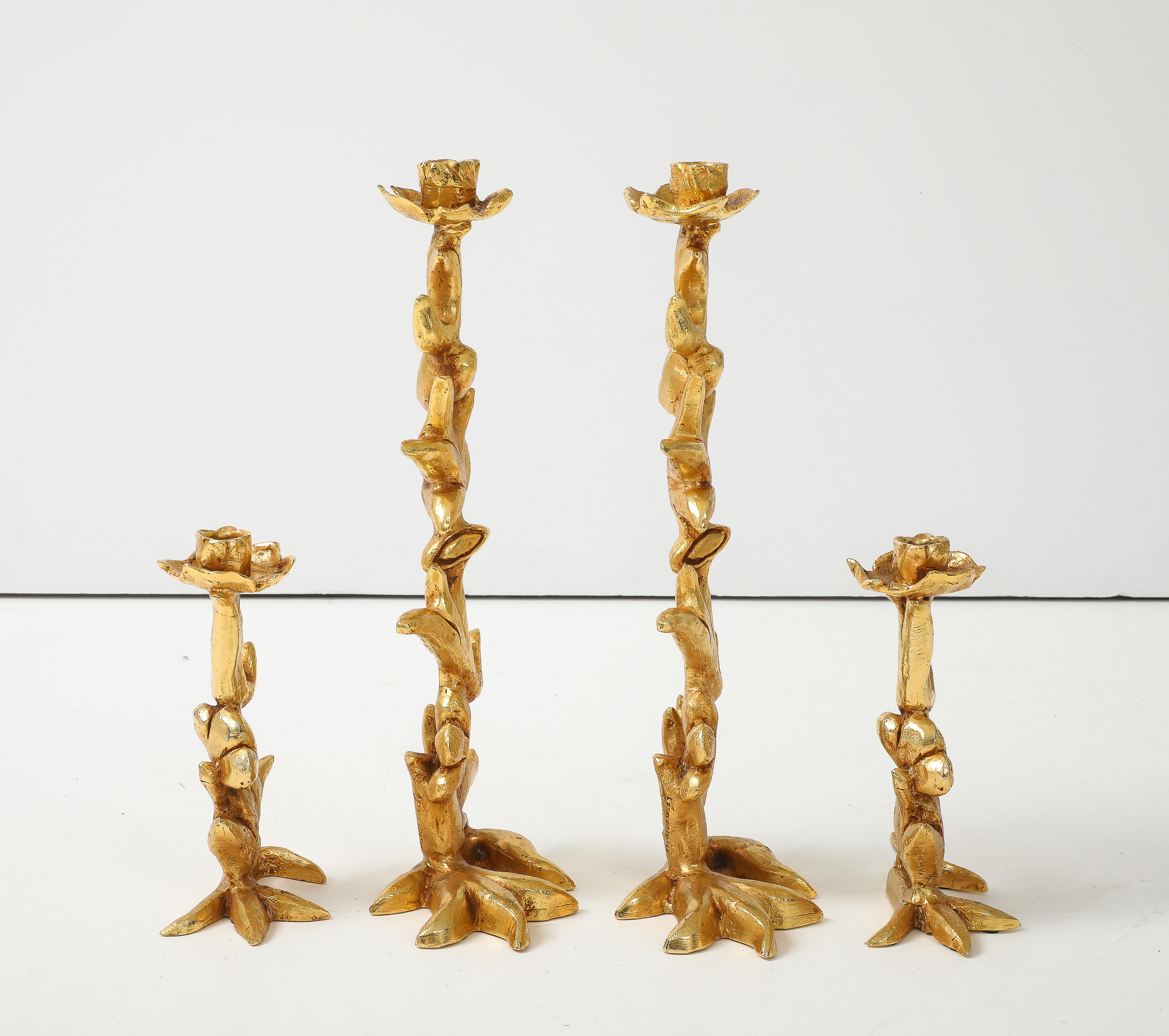 Brutalismo Georges Mathias For Fondica Portacandele in Bronzo Dorato Set Di 4 in vendita