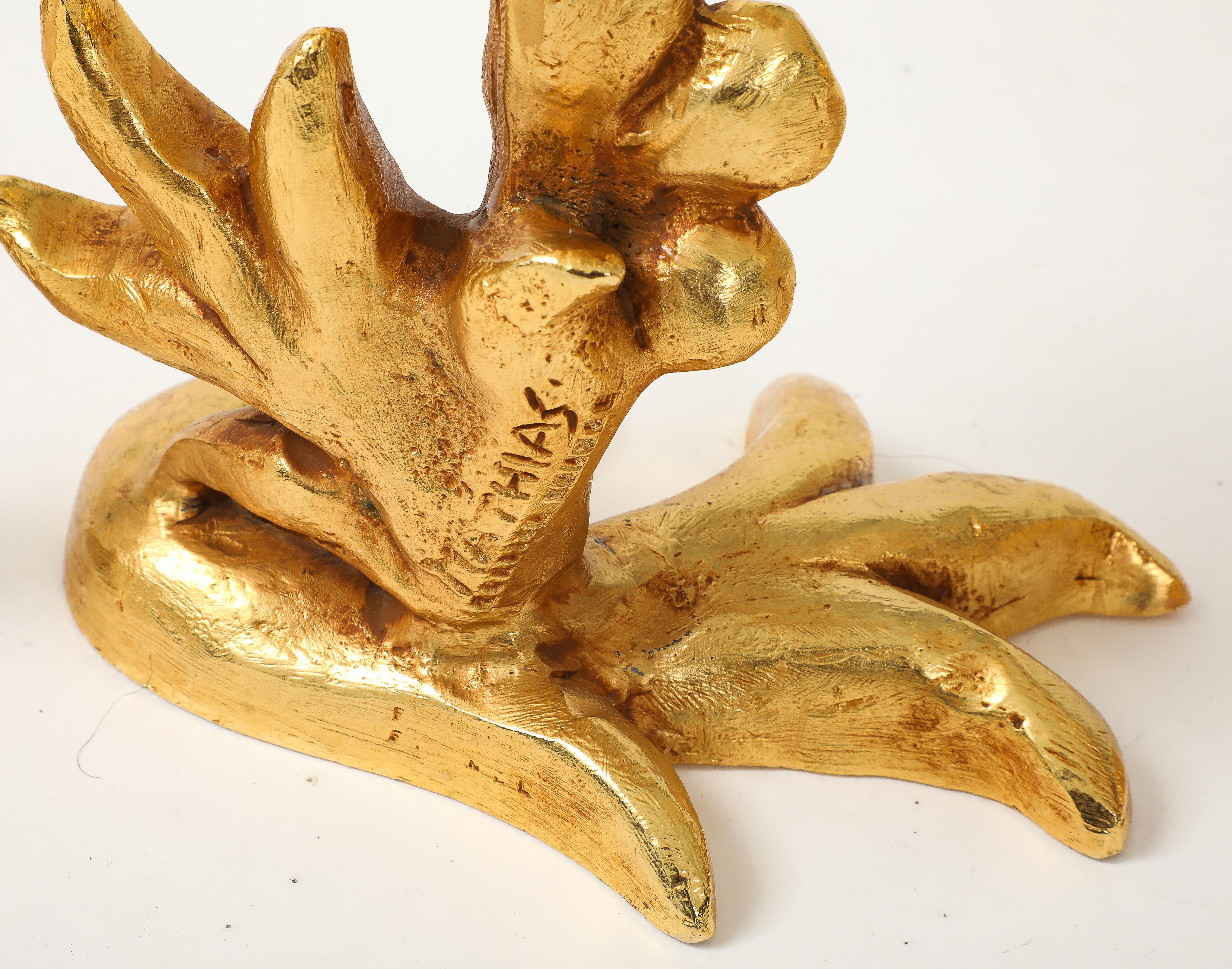 Fine XX secolo Georges Mathias For Fondica Portacandele in Bronzo Dorato Set Di 4 in vendita