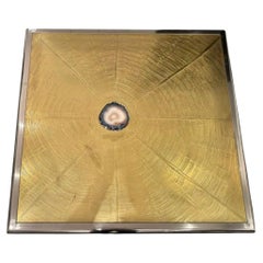 Georges Mathias Mid-Century Modern Square Brass Coffee Table 1970s
