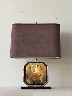 Georges Mathias firma una lampada da tavolo incisa a mano placcata in oro a 23 carati degli anni '70