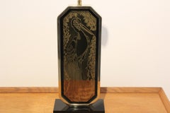 Georges Mathias Signed 23-Carat Gold-Plated Handmade Etched Table Lamp