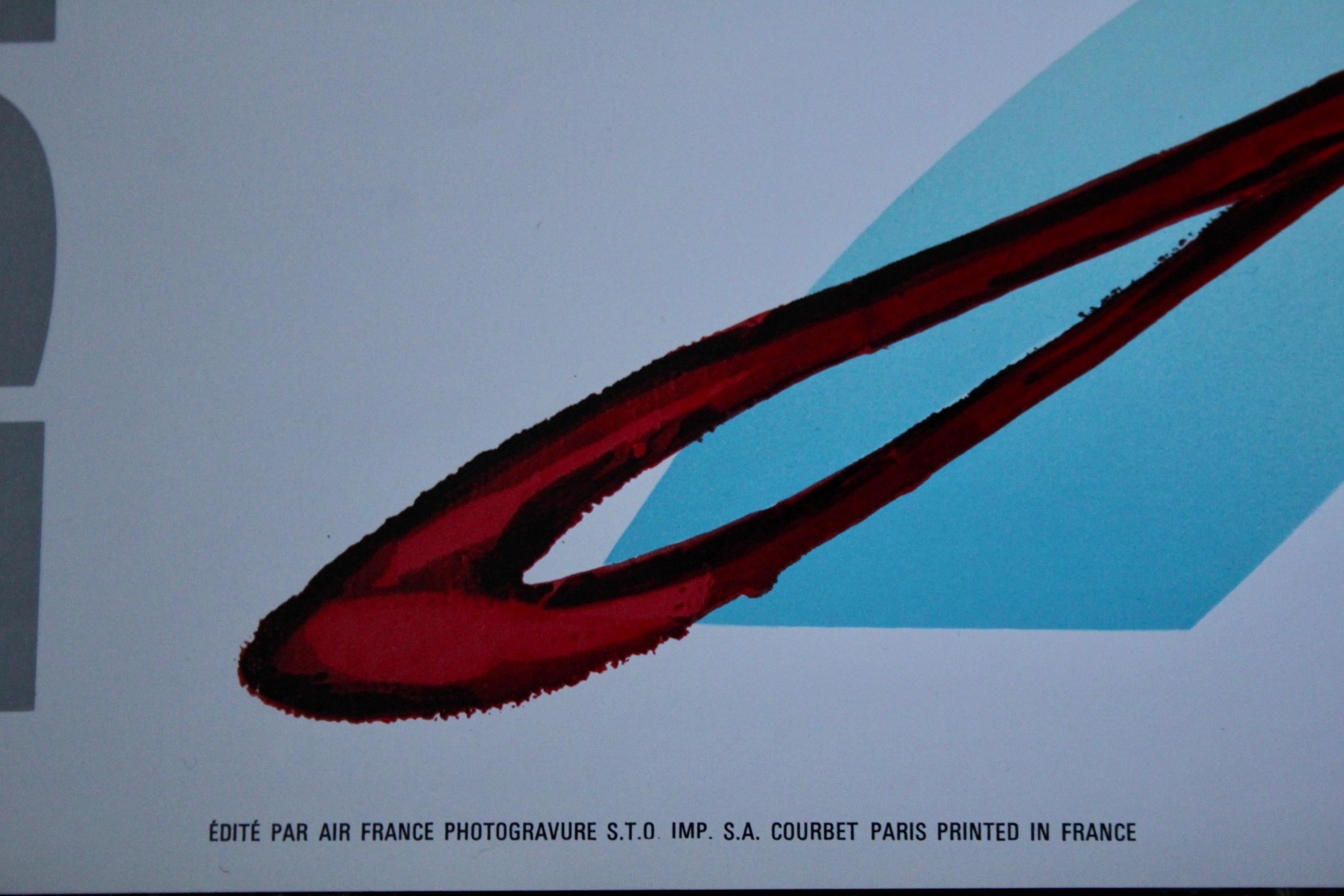 Français Affiche de voyage originale de Georges Mathieu, Air France Canada, 1967 en vente