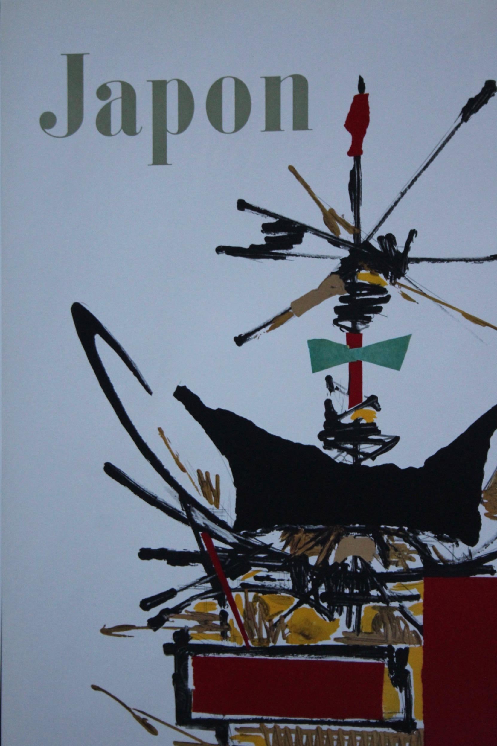 Affiche originale de Georges Mathieu Air France Japon 1967 Bon état - En vente à grand Lancy, CH