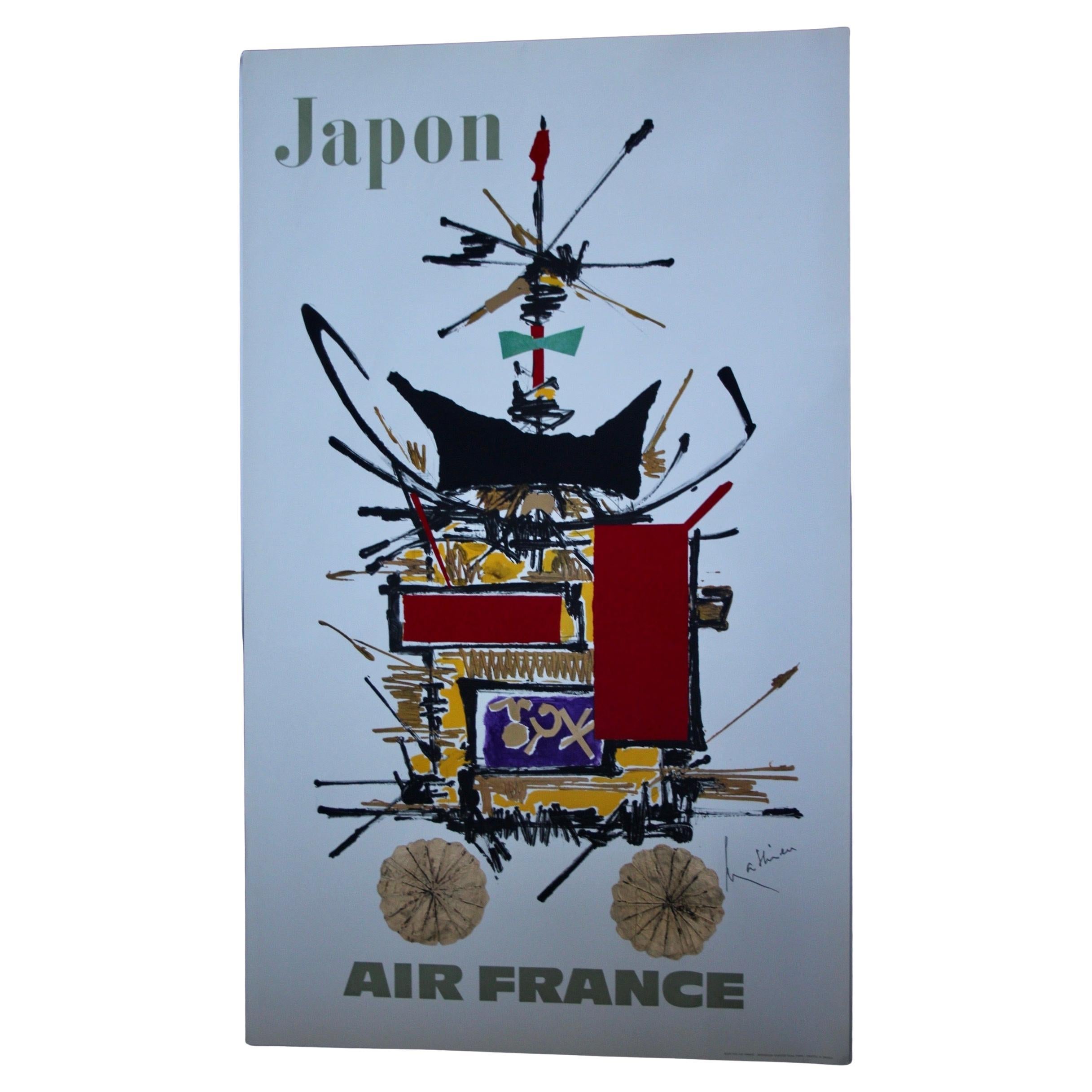 Affiche originale de Georges Mathieu Air France Japon 1967