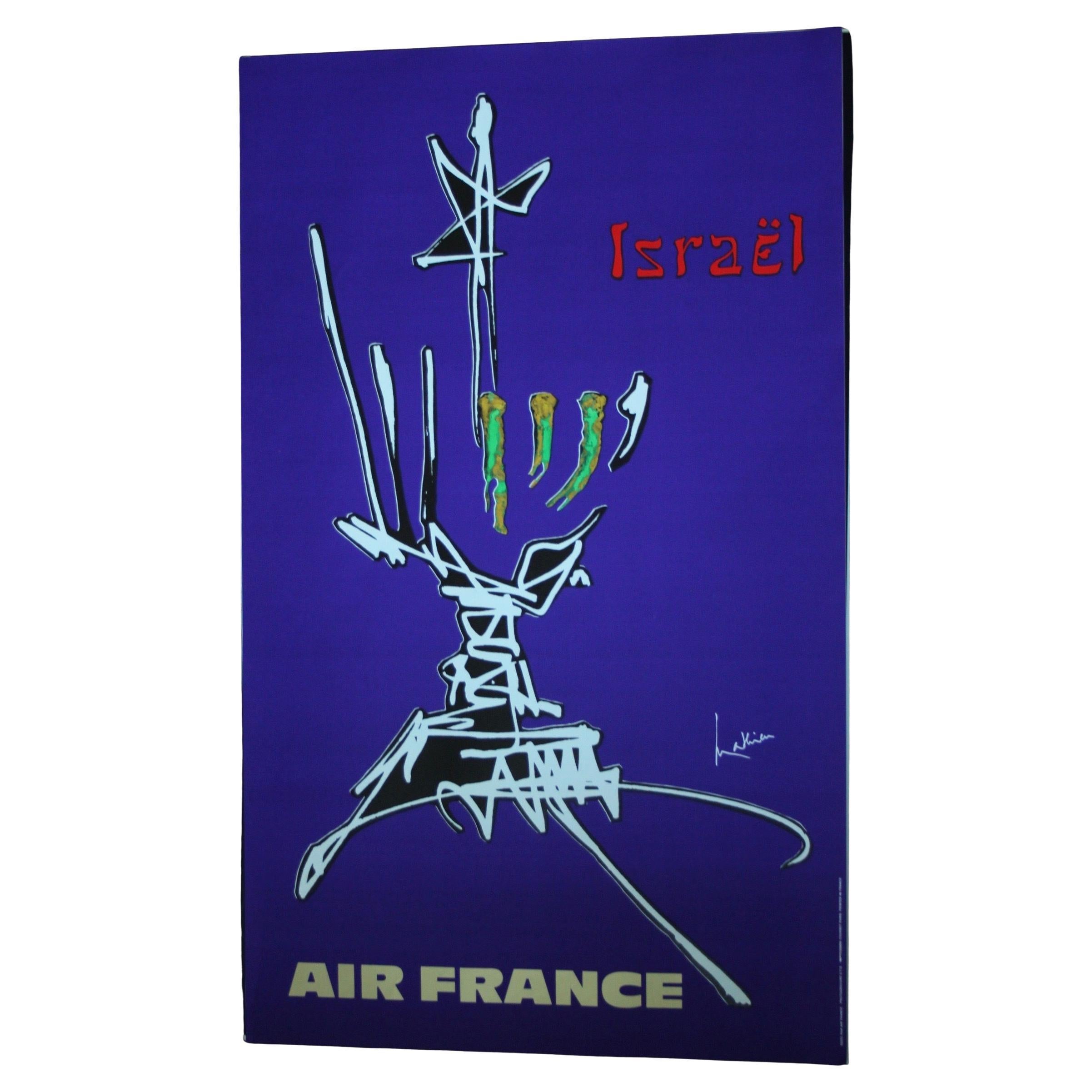 Georges Mathieu Cartel original de 1968 Israel Air France - Compañías aéreas - Turismo