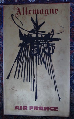 Georges Mathieu, Original Vintage Airline Poster, Air France Allemagne