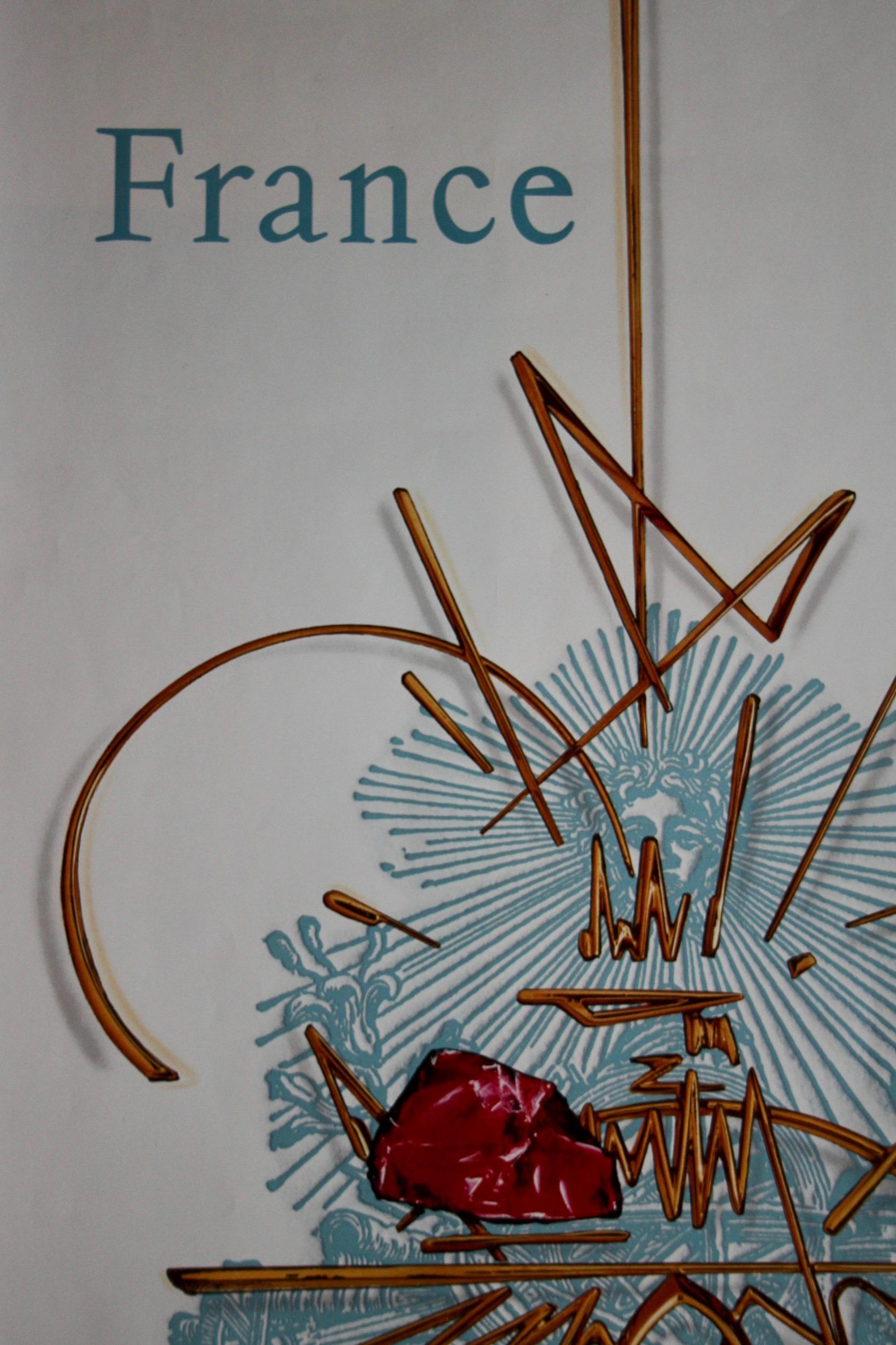 Georges Mathieu, Cartel original de época de una compañía aérea, Air France Torre Eiffel, 1967 Papel en venta