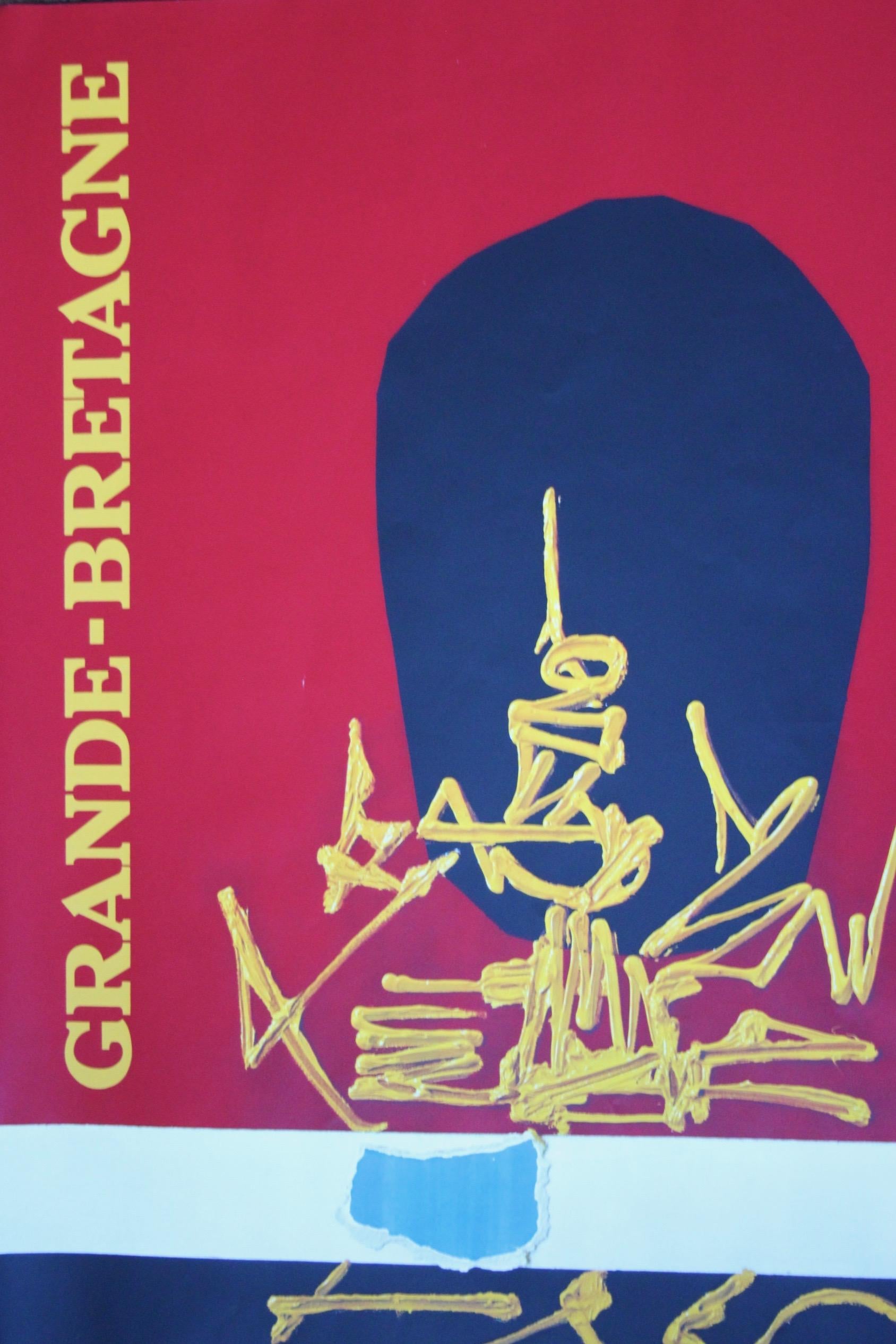 Georges Mathieu, Cartel original de época de una compañía aérea, Air France Gran Bretaña, 1967 en Bueno estado para la venta en grand Lancy, CH