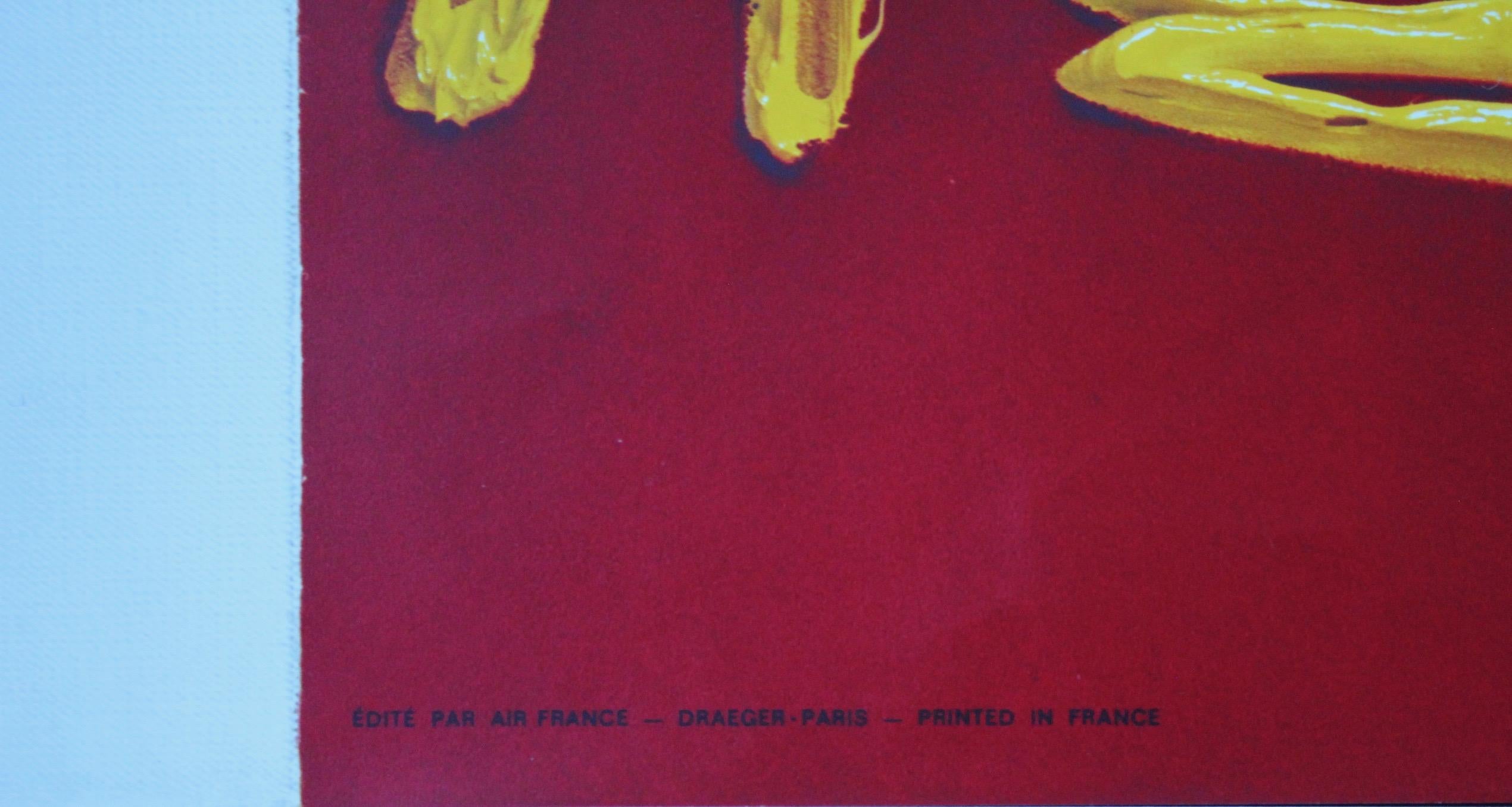 Georges Mathieu, Cartel original de época de una compañía aérea, Air France Gran Bretaña, 1967 mediados del siglo XX en venta