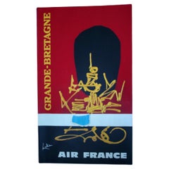 Georges Mathieu, Poster originale d'epoca della compagnia aerea, Air France Great Britain, 1967