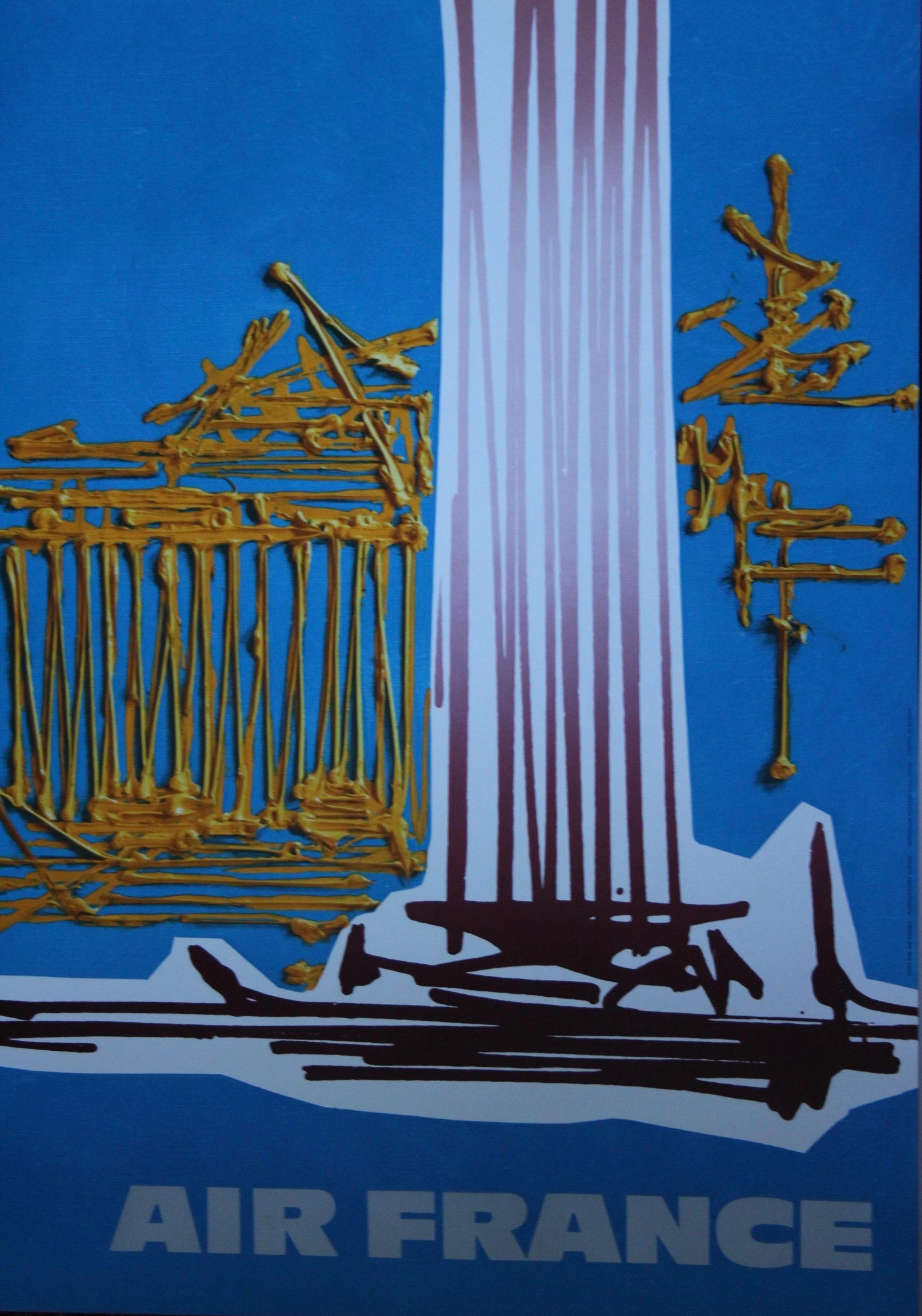 Georges Mathieu, Cartel original de época de una compañía aérea, Air France Grecia Atenas, 1967 en Bueno estado para la venta en grand Lancy, CH