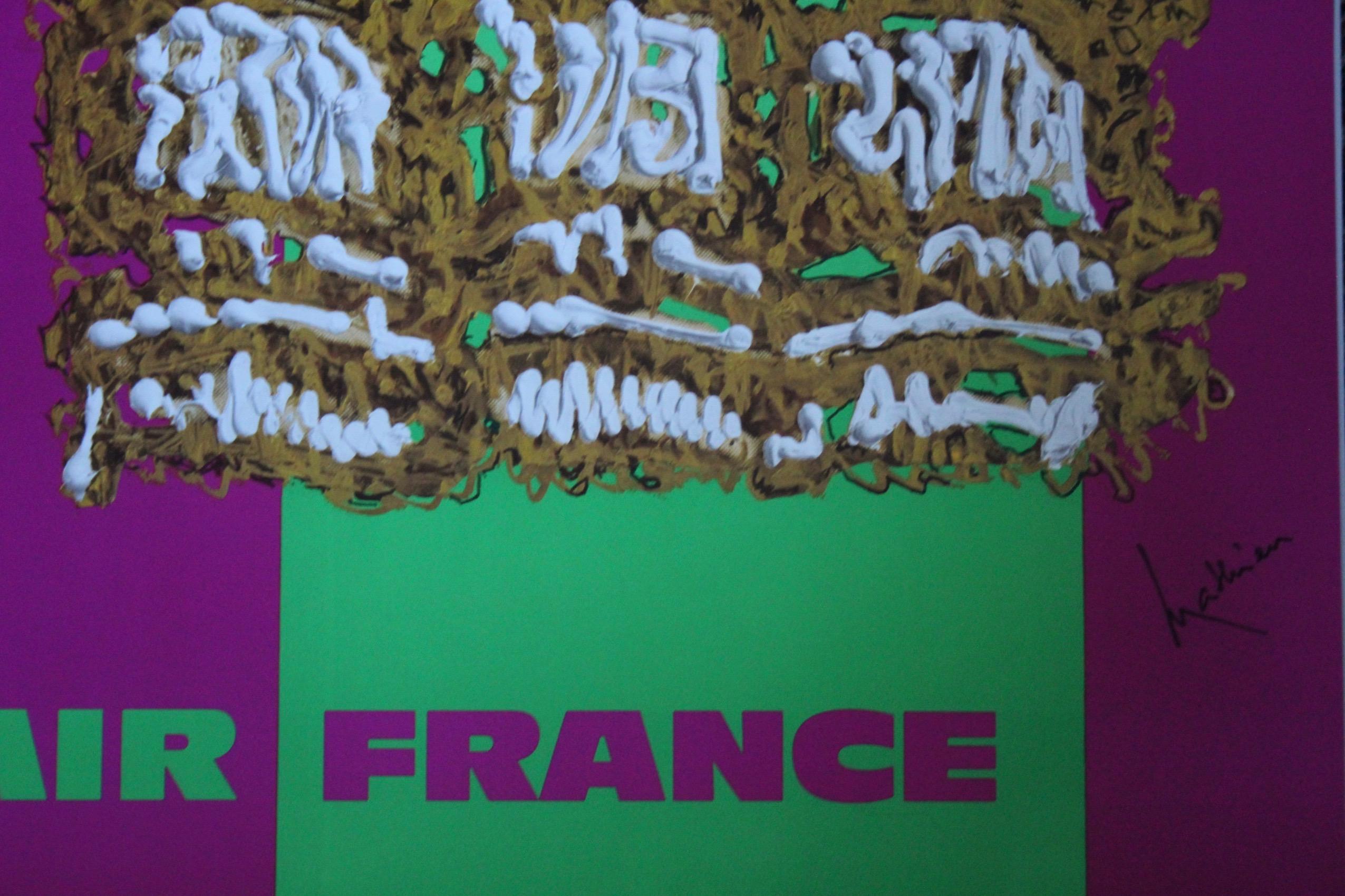 Milieu du XXe siècle Georges Mathieu, Affiche originale d'Air France, Inde, 1967 en vente