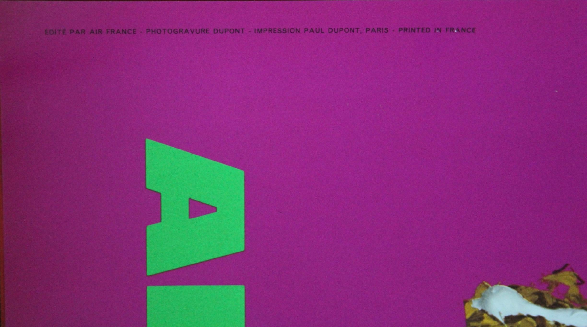 Papier Georges Mathieu, Affiche originale d'Air France, Inde, 1967 en vente