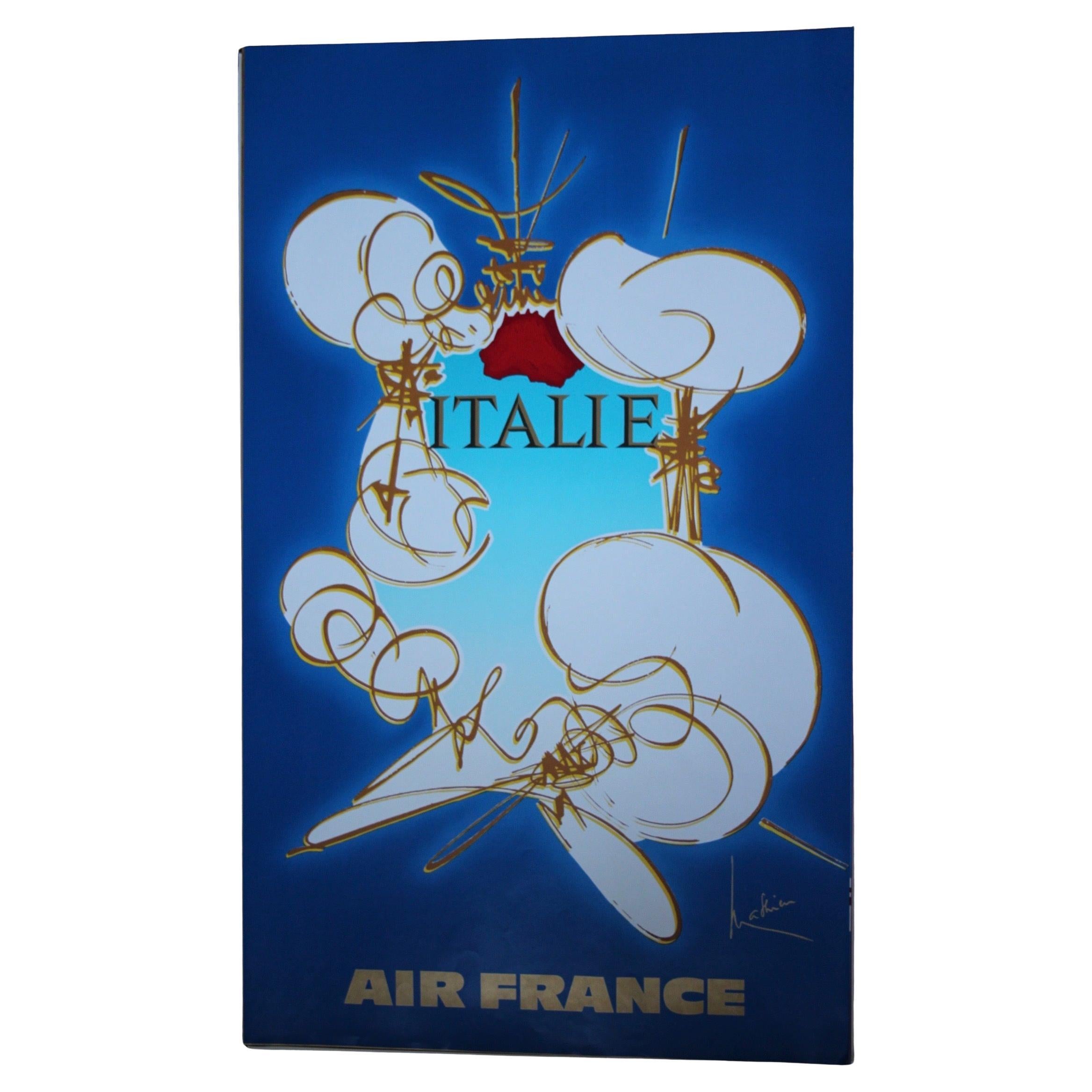Georges Mathieu, Original Vintage Airline Poster, Air France, Italy, 1967