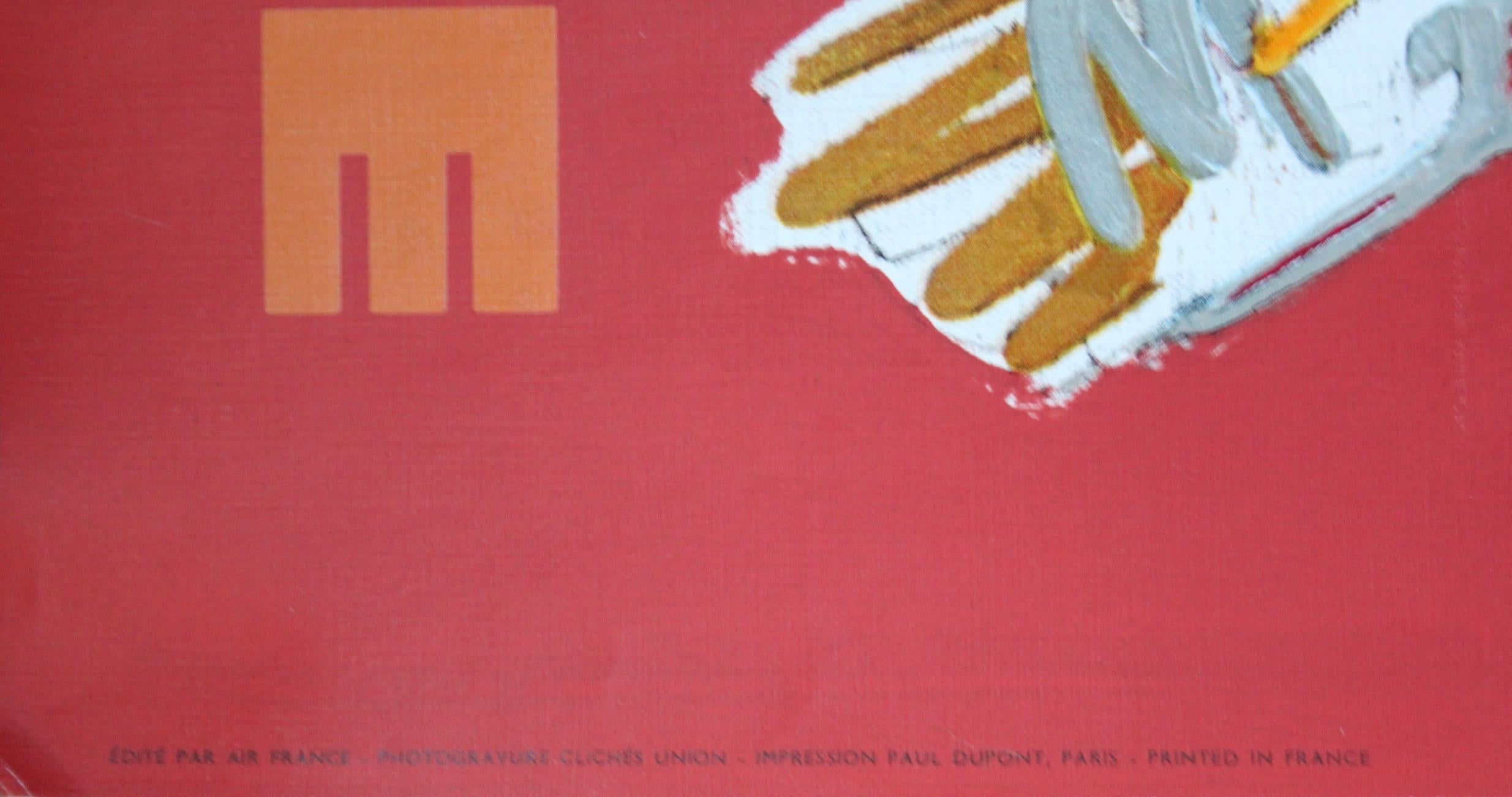 Carta Georges Mathieu, Poster originale d'epoca di una compagnia aerea, Air France, Messico, 1967 in vendita