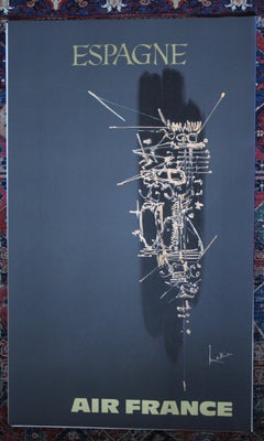 Georges Mathieu, Original Vintage Airline Poster, Air France, Spain, 1967