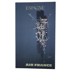 Georges Mathieu, Poster originale d'epoca di una compagnia aerea, Air France, Spagna, 1967